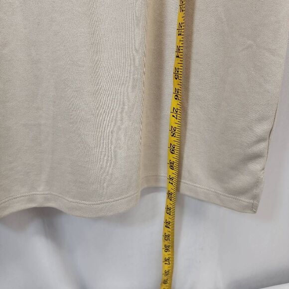 TailorByrd Collection Beige Polo Shirt XX Large Tan Blue Trim Flamingo Logo - Picture 3 of 7